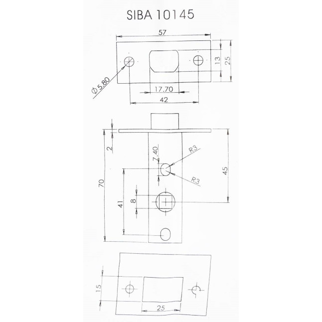 Защелка одинарная Siba 10145-45 CP сатин Защелка одинарная Siba 10145-45 CP сатин