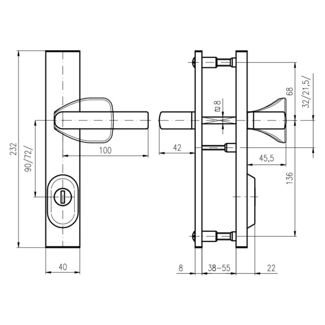 Защитная фурнитура Rostex R4 (90мм) Cr хром