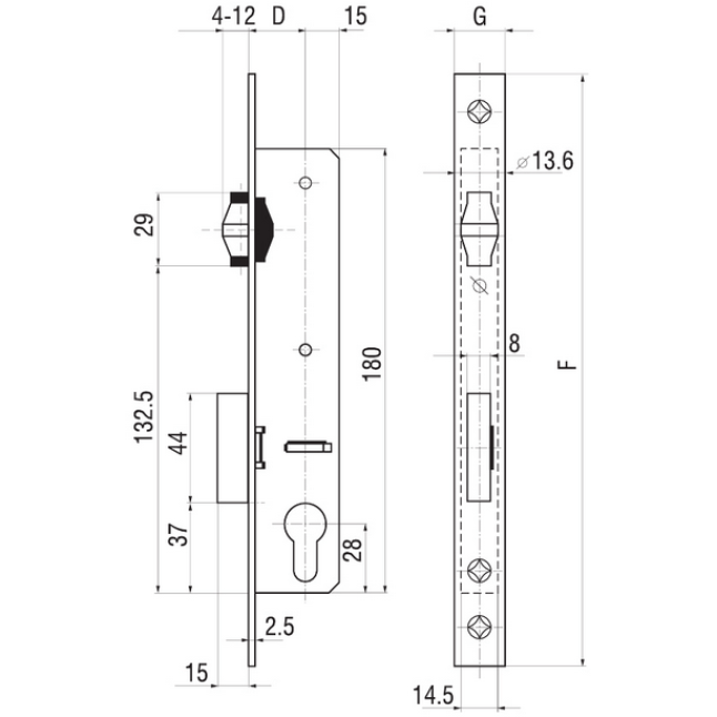 Корпус замка Gerda ZW 300 R (90/35)