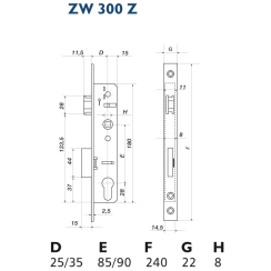 Корпус замка Gerda ZW 300 Z (90/35) Корпус замка Gerda ZW 300 Z (90/35)