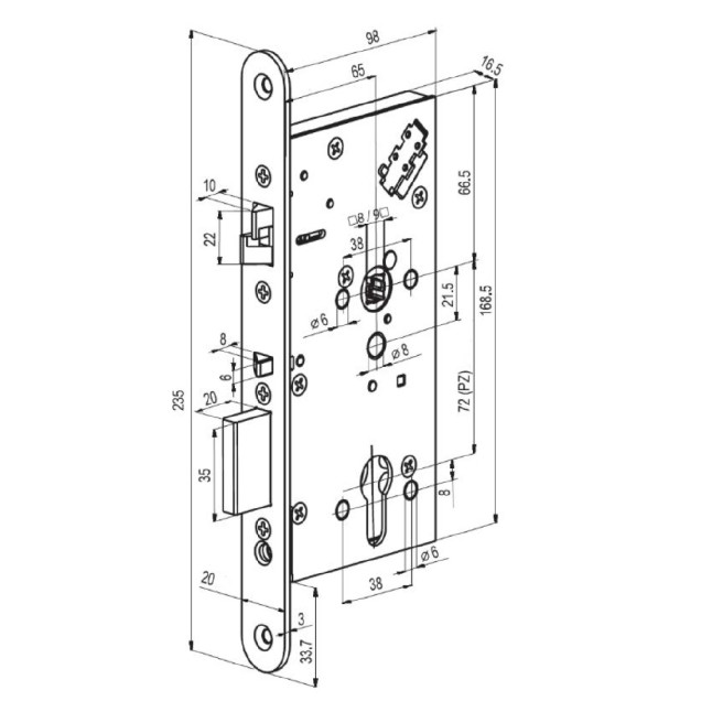 Замок электромеханический Abloy EL 561 ВЅ65мм 72мм FP20 RA L1.3 DIN SOL 12-24V NC/NO EI EL542/543 