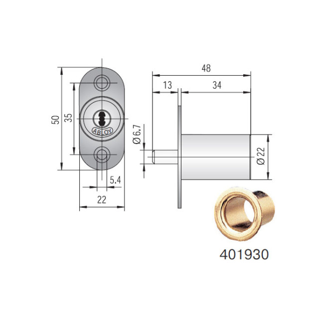 Замок меблевий ABLOY OF400 22мм 32,0мм 11_DISCS CR EXEC 2KEY EXC_E E1B44 BOX