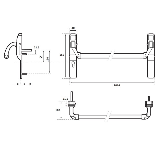 Ручка JPM для эвакуационного выхода врезной 870100-19-0-A Cross bar 87 whith hole for cyl 72mm SS 900мм 9мм Ручка JPM для эвакуационного выхода врезной 870100-19-0-A Cross bar 87 whith hole for cyl 72mm SS 900мм 9мм