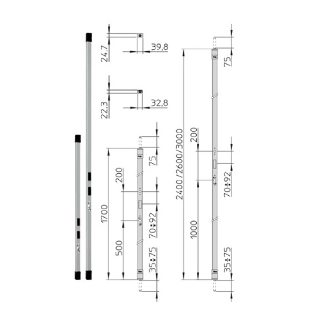 Замок накладной VIRO 2-WAY DIN SPRANGA GREY UNIV length 2400mm SP Замок накладной VIRO 2-WAY DIN SPRANGA GREY UNIV length 2400mm SP