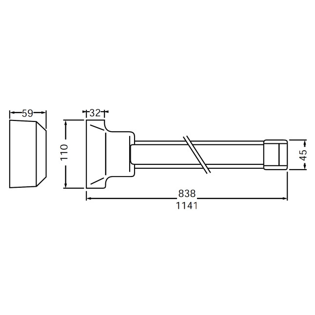 Ручка JPM для евакуаційного виходу врізний 901000-01-0-A_Touch_bar_with_mortise_lock PN P:silver (RAL 9006)/N: black (RAL 9005) 1 Locking 900мм 9мм