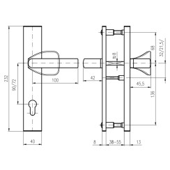 Фурнитура защитная ROSTEX 802 R fix-mov PZ PLATE 85мм краска черная 71-85мм 3клас Hranate/804 BLACK MAT комплект