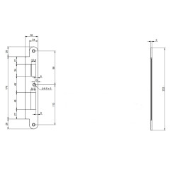 Обратная планка Abloy EA 328 прямая UNIV DIN ST/CR 24x208x2,5мм  Обратная планка Abloy EA 328 прямая UNIV DIN ST/CR 24x208x2,5мм