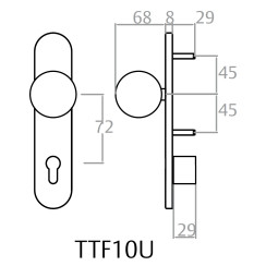 Ручка TESA зовнішня накладний MANILA PULL KNOB TTF10UNE (PZ w/o_TE5_CYL) N N: black (RAL 9005) 8мм фіксована Ручка TESA зовнішня накладний MANILA PULL KNOB TTF10UNE (PZ w/o_TE5_CYL) N N: black (RAL 9005) 8мм фіксована