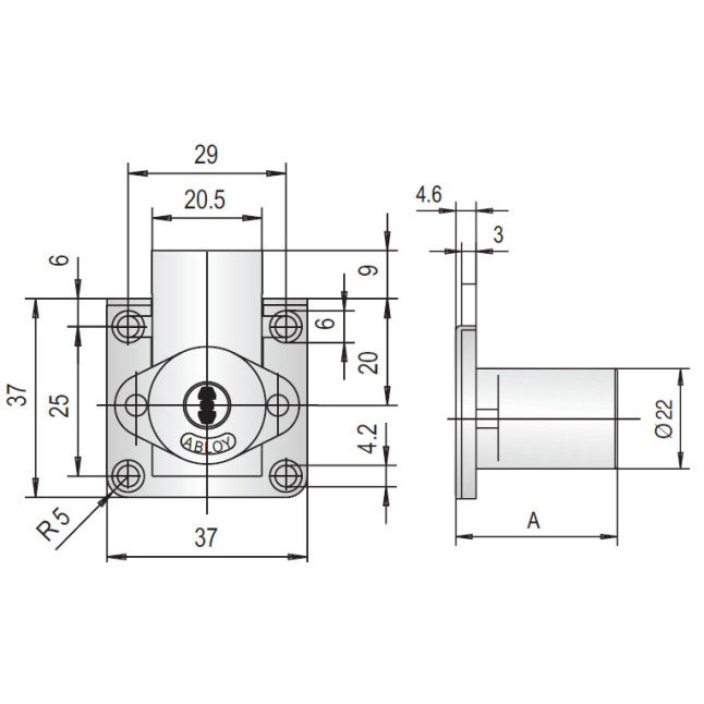 Замок меблевий ABLOY OF206 20мм 25,0мм 11_DISCS CR EXEC 2KEY EXC_E E1B44 BOX
