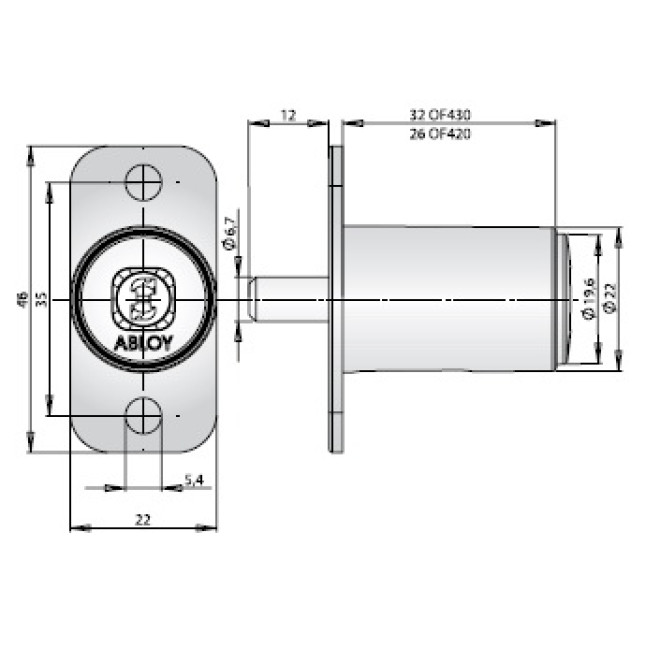Замок меблевий ABLOY OF430 22мм 32,0мм 11_DISCS CR *PROTEC2 2KEY PR2_T TA77ZZ BOX