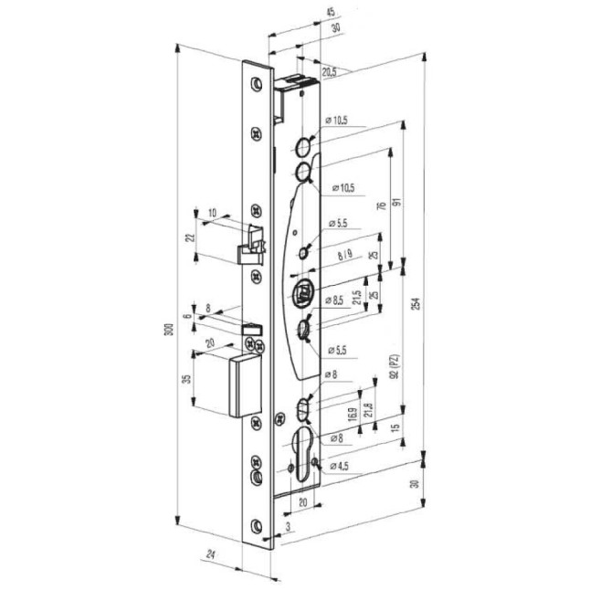 Замок электромеханический Abloy EL 461 ВЅ30мм 92мм FP24 SS UNIV DIN SOL 12-24V NC/NO EI EL442/443 