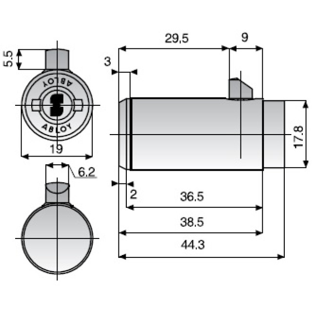 Замок для обладнання ABLOY CL291 19мм 29,5мм 9_DISCS CR SENTRY 2KEY STR_B BB66EE BOX