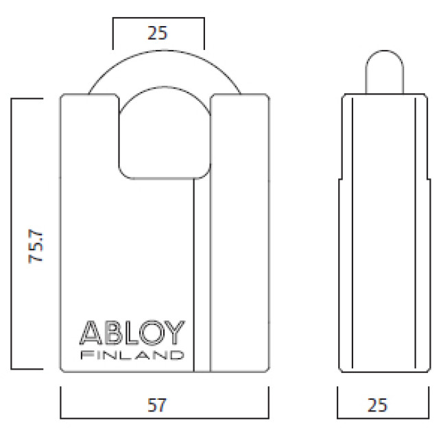 Замок навісний ABLOY PL342 PROTEC NA77FF 2KEY PRO_N NR_shackle 25мм 10мм BOX