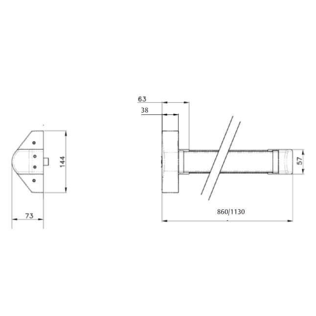 Ручка TESA для евакуаційного виходу врізний QUICK1E209 NR N: black (RAL 9005)/R: red (RAL 3000) 1200мм 9мм